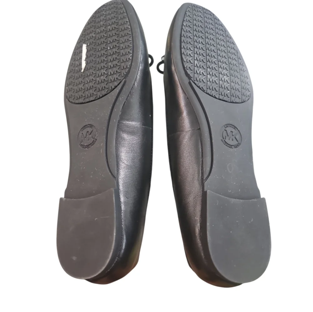 MICHAEL Michael Kors Flex Ballet Flats Black Leather Bow Shoes Size 6 NWT